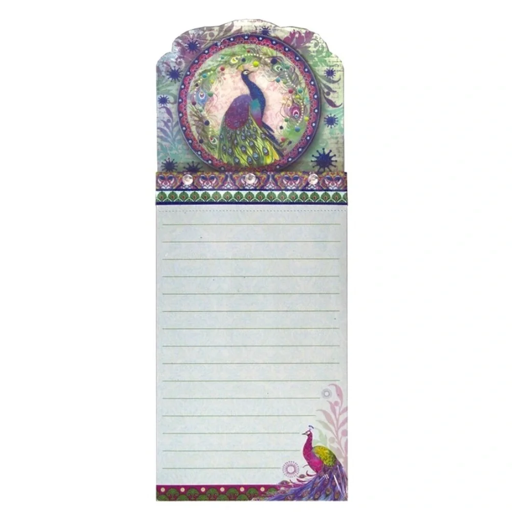 Punch Studio Gem and Glitter Embellished Die-Cut List Pad ~ Peacock Wreath 66558